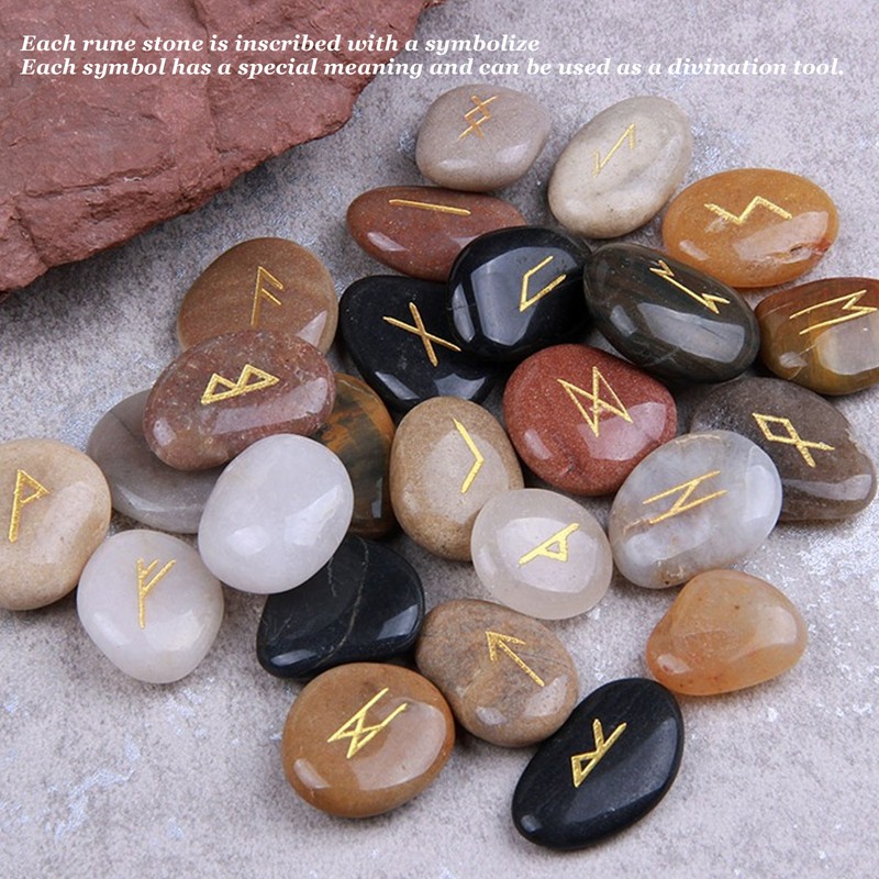 25pcs Rune Stones Set Good Luck Eliminate Negativity Lightweight Divination