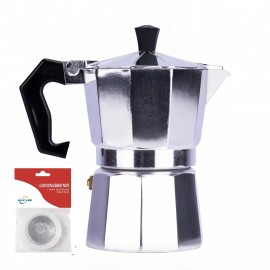 Mvplue Classic Moka Pot 6 Cup 9 Oz Stovetop Espresso Maker Aluminum Silver Cuban Coffee