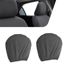 Ferianl 2PCS Car Seat Headrest Cover, 9" x 10.6" Knitted Stretch Universal Headrest Covers, Breathable Fully Surrounded Simple Protector, Universal for Most Vehicle Models(Dark Gray)