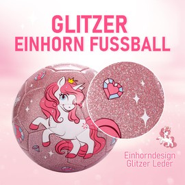 U&C Planet Football Size 3 Toddlers Unicorn Football with Pump Age 3-8 Outdoor Sports Training Kids Small Footballs for Children Play Toy Ball Soccerball Pink Glitter
