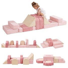 HAHASOLE Foam Climbing Toys for Toddlers, 13pcs Climb and Crawl Activity Playset, Soft Play Climbing Blocks for Toddlers, Indoor Crawling Sliding Toys