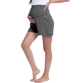 Joyaria Pregnancy Bottoms for Women Over The Belly Pregnant Yoga Activewear(Dark Grey,Medium)