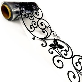 YIFU LIFE Transparent Floral Lace Peel and Stick Wallpaper Border, Black Leaves Self Adhesive Wall Border Vinyl Mirror Glass Window Tile Shop Display Stickers Decals Removable Waterproof 3.93"×32.8ft