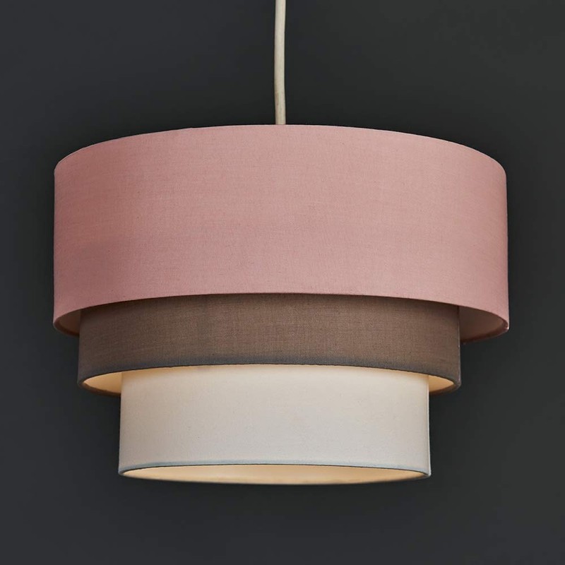 MiniSun | Round Modern 3 Tier Pink and Grey Fabric