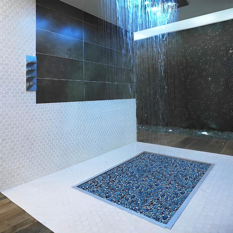 Elephantile Cobalt Blue Pebble Tiles for Shower Floor Bathroom Floor