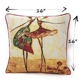 Tache Decorative Throw Pillow Cover - Abstract Ballet Dancers Ballerina Art Beige Woven Pillow Cover - Vintage Tapestry Living Room Couch Chair Cushion Cover - 1 Piece, 16 x 16 inches