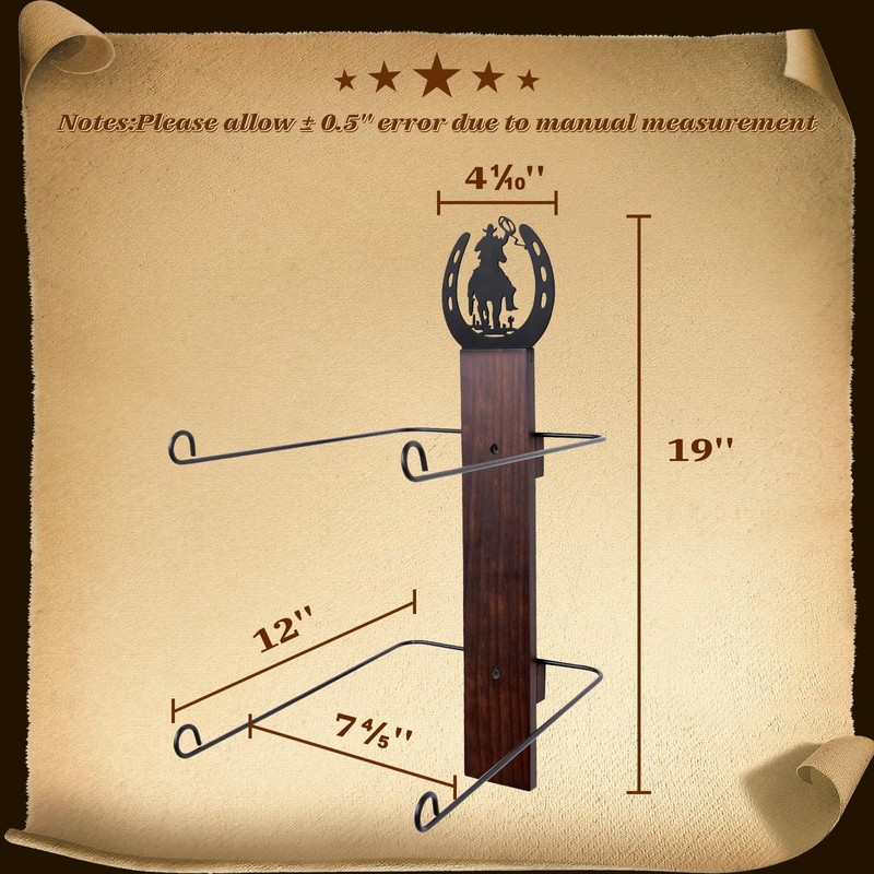 SCUNDA Cowboy Hat Rack for Wall, Rustic Western Hat Holder,