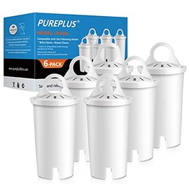 PUREPLUS NSF Certified Pitcher Water Filter, Replacement for Brita Pitchers and Dispensers, Compatible with standard Mavea 107007,Classic 35557,ob03,maxtra (Pack Of 6)