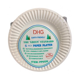 The "Green" Standard 6-Inch Paper Plates Uncoated, White 100 Plates