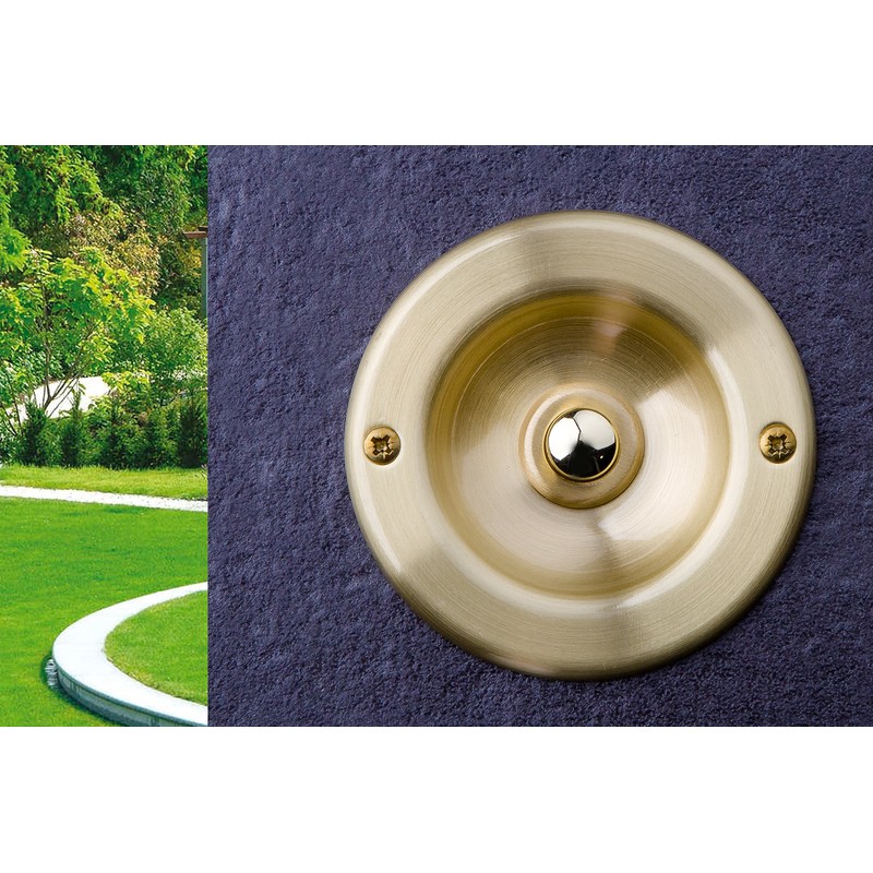 HUBER Flush-Mounted Bell Push Button 1-Way Brass Round Door Bell