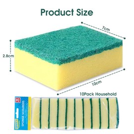 Living Today Kitchen Cleaning Sponges, 10 Count Dish Scrub Sponge Kitchen Sponges, Non-Scratch Cleaning Sponges Scrub Pads for Washing Dishes,Pots and Pans, Stink Free Sponge (1Pack-10Count)