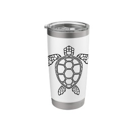 Minimalist Black Outline Sea Turtle Geometric Pattern Design Stainless Steel Insulated Tumbler