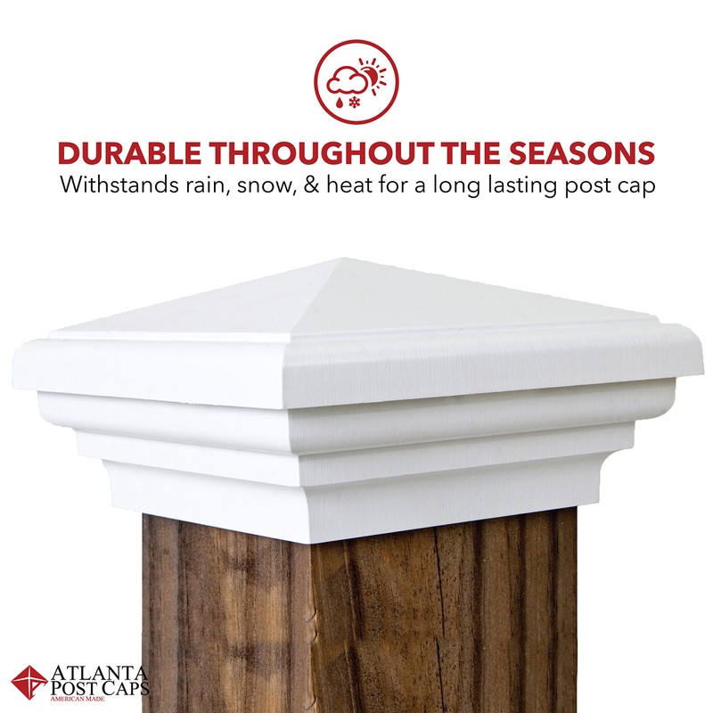 4x4 White Pyramid Post Cap Fits Standard 4x4 Pressure Treated
