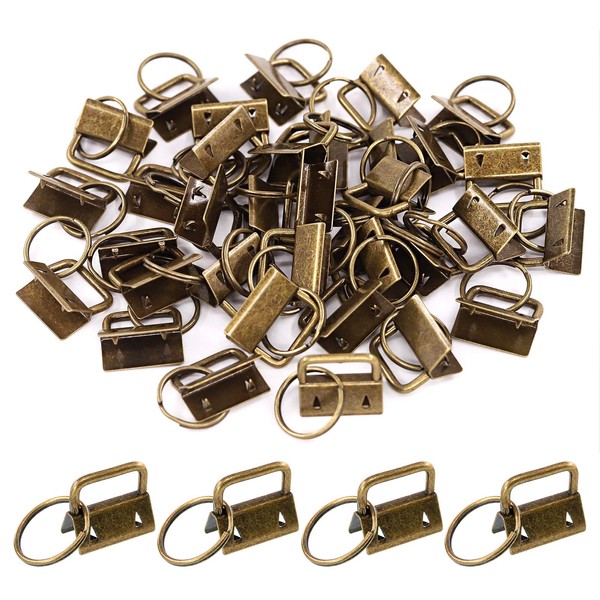 Swpeet 45Pcs Bronze 1 Inch Key Fob Hardware with Key