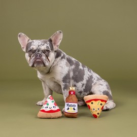 Fringe Studio Plush Dog Toy, 3 Pieces Set, Slice N’ SIP, Pet Shop Collection (662177)