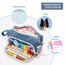 KALIDI Pencil Case Corduroy Fabric Pencil Case Large Capacity Stationery Bag Pencil Bag for Middle School College Office Student Girls Gift, darkblue, pencil case