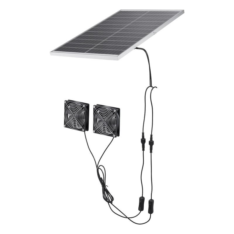 VEVOR Solar Powered Fan, 30W Solar Panel with 2 Fans,