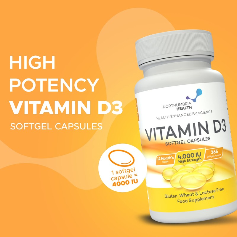 Northumbria Health Vitamin D3 Softgel Capsules, High-Strength D3 Vitamins for