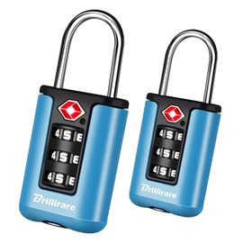 BRILLIRARE 2 Pack TSA Approved Luggage Locks, Combination Travel Padlock, 3-Digit Waterproof Lock, TSA Accepted Outdoor Keyless Resettable Lock for Lockers, Bags, Backpack, Gym, Gate-Blue