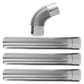UKCOCO Stove Chimney Kit, 3Pcs Stove Flue Extension Chimney Flue Stainless Steel 3 Straight with Elbow 90° Connector