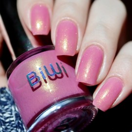 COSMOO Fast Drying Pink Shimmer Nail Polish, Shiny Pink Air Dry Nail Lacquer