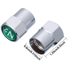 Tatuo 20 Pieces Metal Brass Tire Valve Stem Caps Dustproof Valve Covers for Auto Cars Tire Valves N2 Nitrogen Sign Logo on The Top