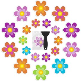 Non Slip Bathtub Stickers, 10 PCS Shower Stickers for Safety Bathroom Tubs, Bathtub Non Slip Stickers and Adhesive Decals Scraper for Bath Tub, Shower Floor(Bright Flowers)