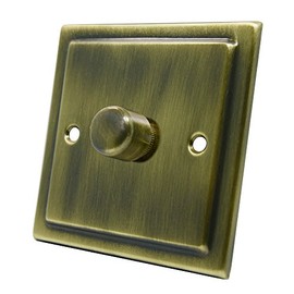AET VAB1GDIMLED Victorian Antique Brass 250W-10 Amp Single 1-Gang 2 Way 250W LED Light Dimmer Switch, 250 W, 240 V