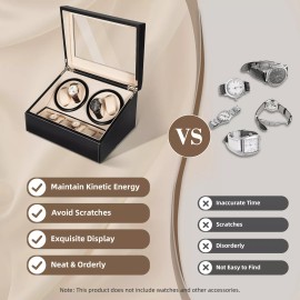 Unbranded 4+6 PU Leather Watch Winder Display Box Automatic Rotation Storage Wooden Case