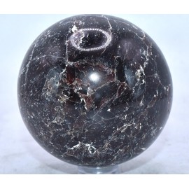 2.3" 450g Deep Dark Red Garnet Carved Sphere Polished Natural Sparkling Collectible Gemstone Crystal Mineral Ball - India + Stand