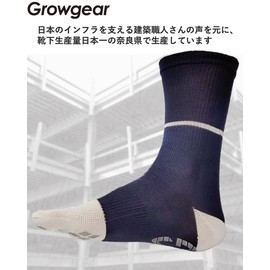 GROWGEAR 5 Toe Socks, Crew Length, M/L, 1/2 Pairs, 4 Colors, Anti-Slip, Made in Japan, Odor Resistant, Quick Drying, Five Toe Socks, Long Length, silvery grey