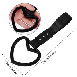 2 Pieces Rings Heart Shaped Car Handle Straps Drift Charm Rear Bumper Warning Ring Decor Subway Bus Broken Heart Handle for Car Interior(Black)