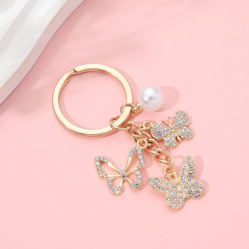 PHAETON 20PCS Crystal Butterfly Keychain Butterfly Shape Key Chain with