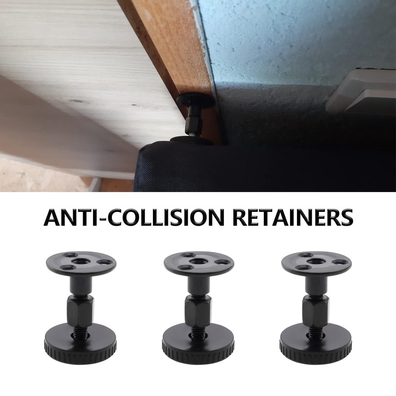 ECSiNG 8 Sets Adjustable Bed Head Anti-Collision Fixer Black Bed