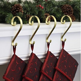 Haute Decor Stocking Scrolls Stocking Hanger - 4 Pack (Gold Foil)