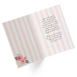 1Up Greetings Mothers Day Card For Like a Mom, Stepmom, Aunt, Godmother with Envelope | Pink and White Flowers with Hearts Happy Mother's Day to a Special Woman | 5”x7.5” | (Single Card)