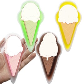 Small Ice Pack, Boo Boo Ice Pack for Kids, Cartoon Ice Cream, Cold Compress Gel Ice Pack for Injuries, Bump, Bruise, First Aid, Instant Cooling Relieves Pain (4 Packs)