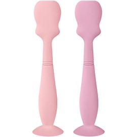 Nearbyme 2 Pack Baby Diaper Cream Brush, Diaper Cream Spatula Applicator Silicone Baby Butt Paste Spatula for Babies, Newborn (Pink, Soft Lilac)