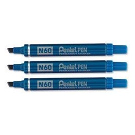 PENTEL Pentel N60 Chisel Point Permanent Markers Blue Pk12