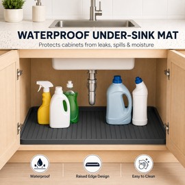 Waterproof Silicone Under Sink Mat – Kitchen & Bathroom Cabinet Liner, Leak & Drip Protection Tray, Easy-Clean Cabinet Protector