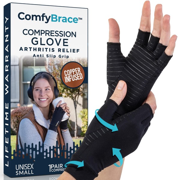 ComfyBrace Copper Infused Compression Arthritis Gloves for Hand & Finger