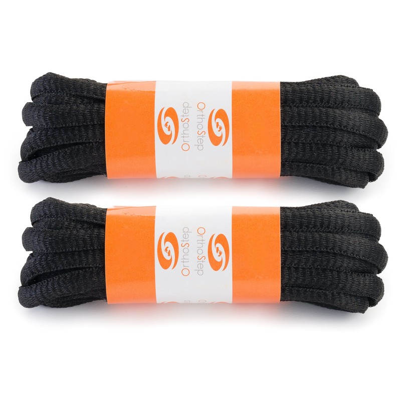 OrthoStep Oval Athletic Black 48 inch Shoelaces 2 Pair Pack