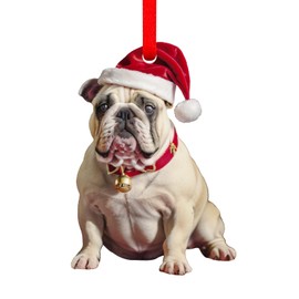 SICOHOME French Bulldog Christmas Ornament - Cute Acrylic Dog Ornaments for Christmas Tree Frenchie Gifts for Women Christmas Decor Indoor Home Party(2D)