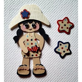 Unbranded July Mini Calendar Girl Black Hair. Scrapbook, Card making Paper Piecing