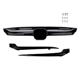 PartsFlow Glossy Blk Sport Style Front Grille W/Chrome Garnish For 2018 2019 2020 Honda Accord