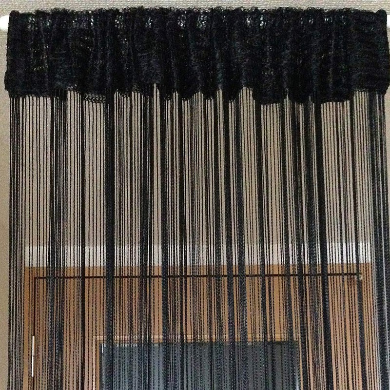 Rink Terre Himeno Noren Black String Curtain Room Divider (100cm,