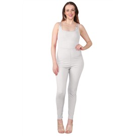 Hamishkane Ladies Double Straps Ribbed Cami Jumpsuit All in One Unitard Skinny Romper Playsuit Cream