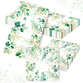 40Pcs Floral Napkins Sage Green Napkins Patterned Disposable Serviettes for Green Birthday Baby Shower Bridal Shower Wedding Anniversary Decoration