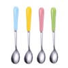HEMOTON Mini Supoon 4Pcs Stainless Steel Teaspoons Stirring Spoons Ceramic