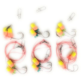 6 - Hi*Low - Pompano Rig, Surf Fishing Rig, Fishing Rigs, Double Drop Rig - Pompano, Snappers, Whiting, Drum, Spots, Etc Hand Tied w/ 30Lb Fluorocarbon & Mono Line Combo Package: Yellow/Orange Floats